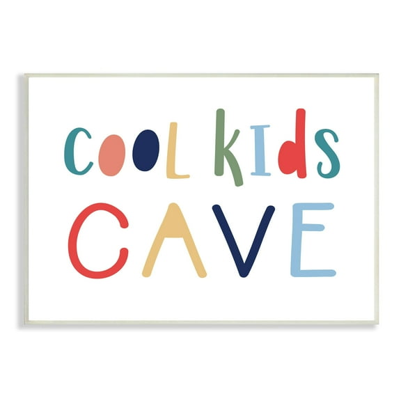 Stupell Indtries Cool Kids Cave Sign Playful Children's Typography,15 x 10,Design by Natalie Carpentieri