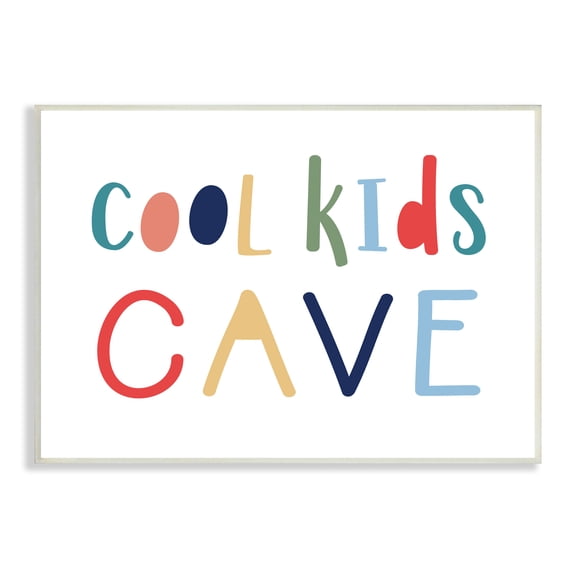 Stupell Indtries Cool Kids Cave Sign Playful Children's Typography,19 x 13,Design by Natalie Carpentieri