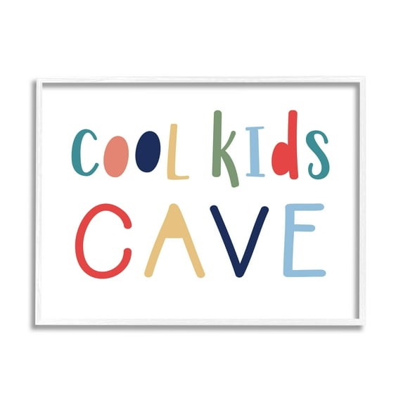 Stupell Indtries Cool Kids Cave Sign Playful Children's Typography,30 x 24,Design by Natalie Carpentieri