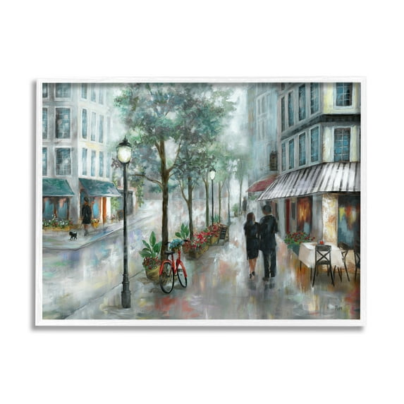 Stupell Indtries Couple Walking Through Traditional Rainy City Architecture,14 x 11,Design by Nan