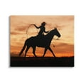 thumbnail image 1 of Stupell Indtries Cowgirl Sunset Silhouette Southwestern Horse Field Landscape,30 x 24,Design by J.C. Leacock, 1 of 6