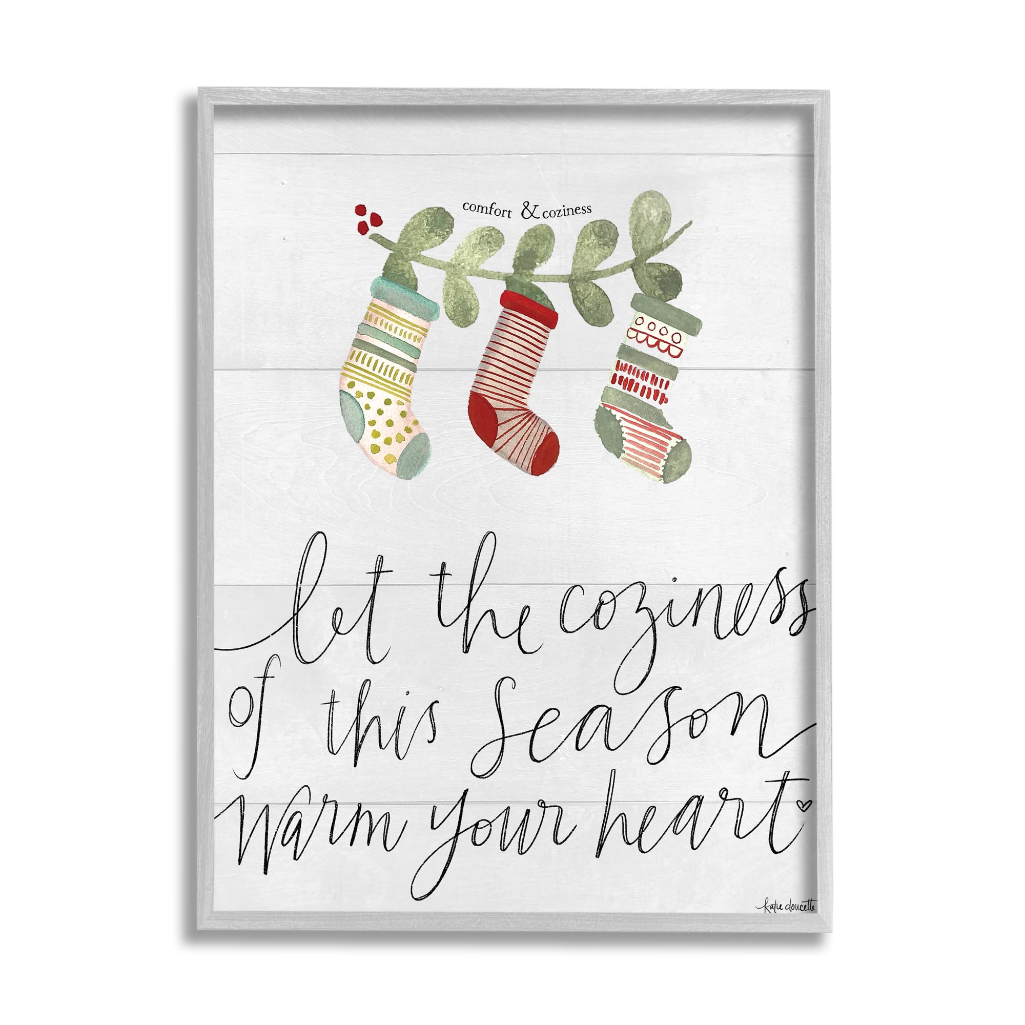 Stupell Indtries Coziness of this Season Phrase Festive Holiday Stockings,11 x 14,Design by Katie Doucette