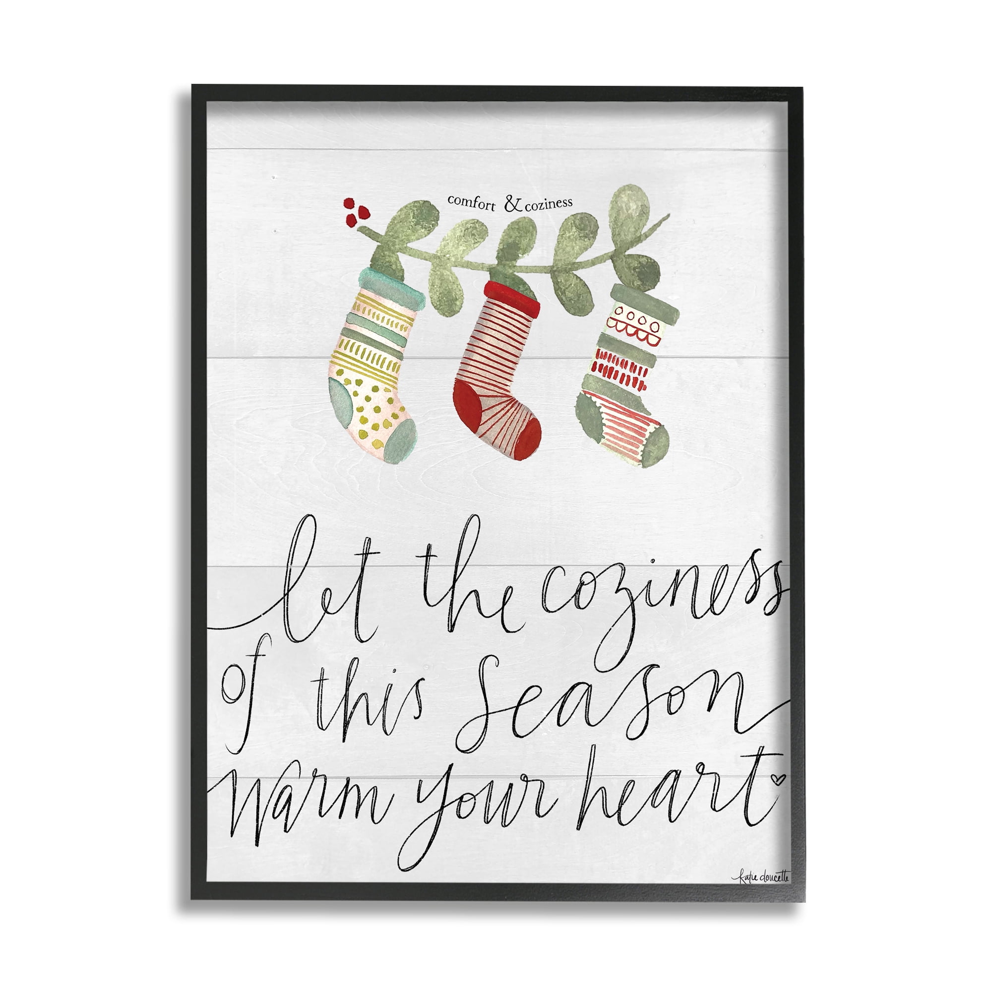 Stupell Indtries Coziness of this Season Phrase Festive Holiday Stockings,24 x 30,Design by Katie Doucette