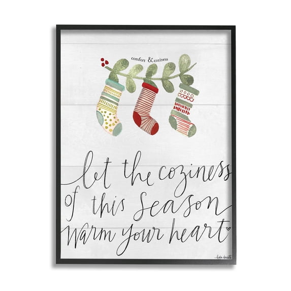 Stupell Indtries Coziness of this Season Phrase Festive Holiday Stockings,24 x 30,Design by Katie Doucette