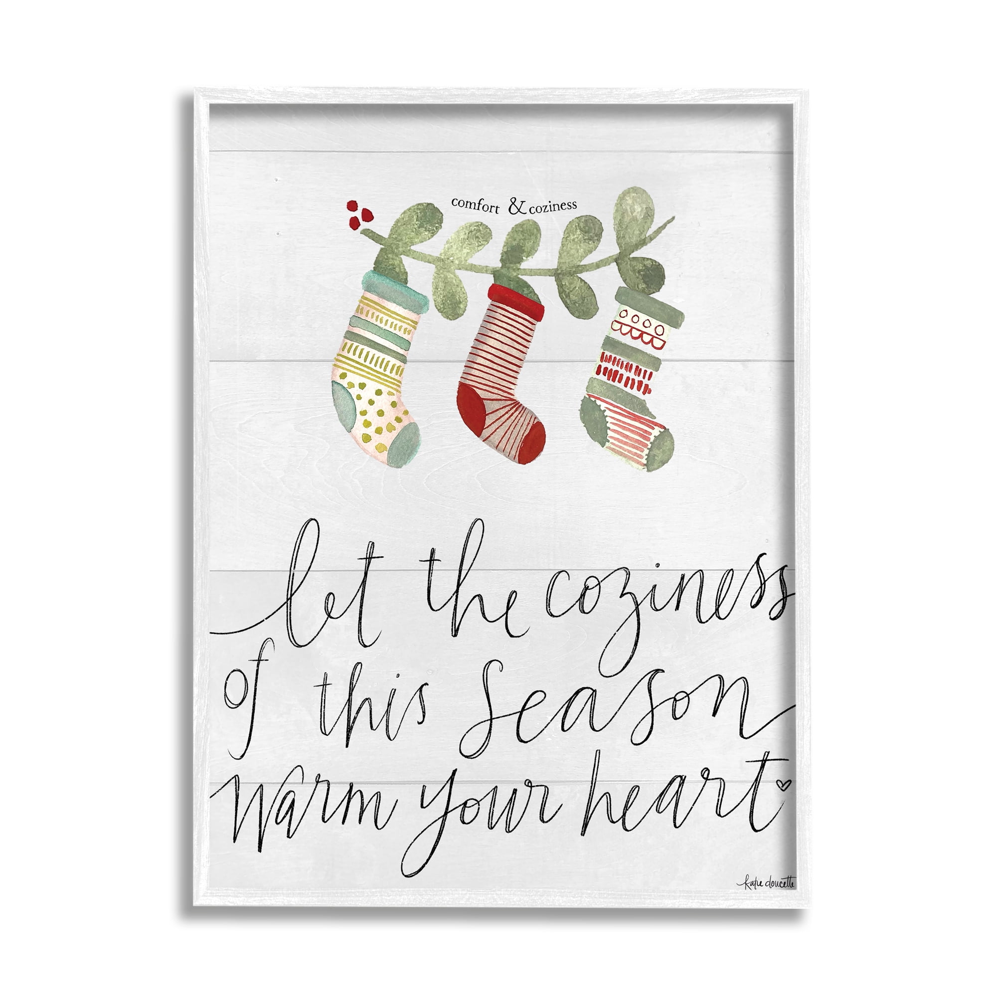 Stupell Indtries Coziness of this Season Phrase Festive Holiday Stockings,24 x 30,Design by Katie Doucette