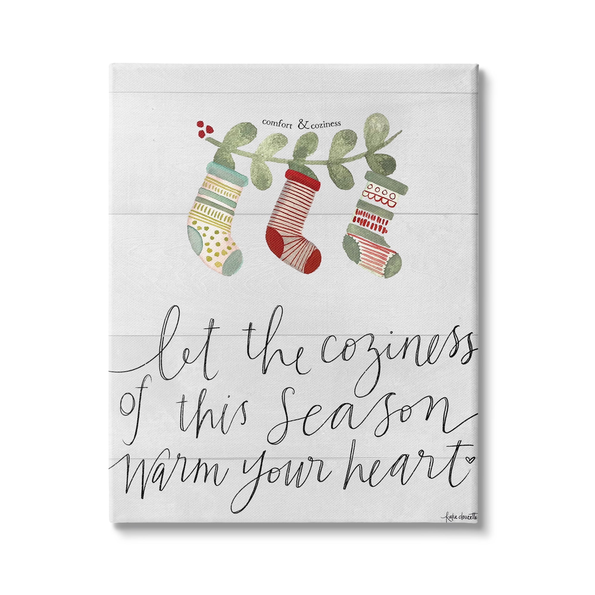 Stupell Indtries Coziness of this Season Phrase Festive Holiday Stockings,36 x 48,Design by Katie Doucette