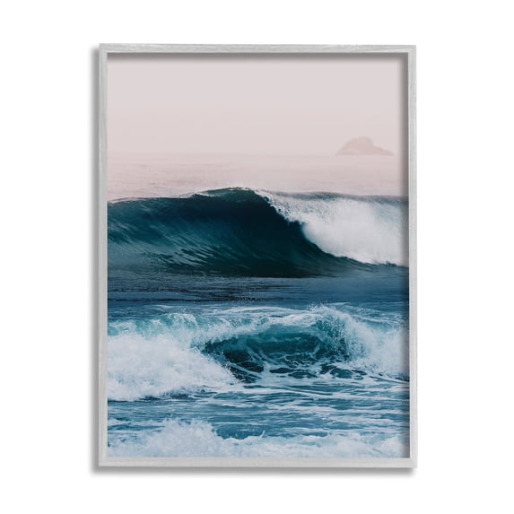 Stupell Indtries Crashing Surf Waves Ocean Beach Scene Distant Cliffs,11 x 14,Design by Ian Winstanley