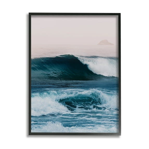 Stupell Indtries Crashing Surf Waves Ocean Beach Scene Distant Cliffs,11 x 14,Design by Ian Winstanley