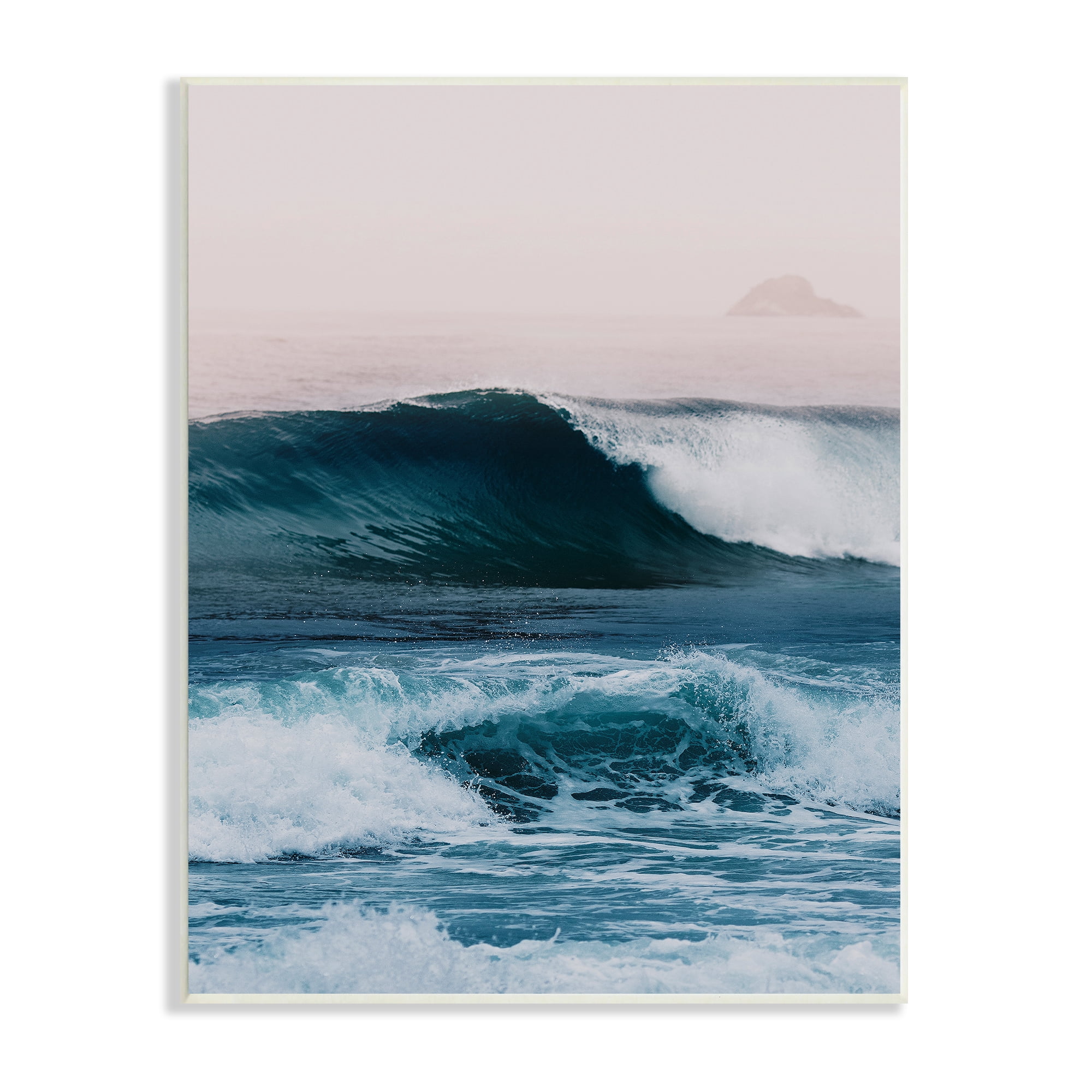 Stupell Indtries Crashing Surf Waves Ocean Beach Scene Distant Cliffs,13 x 19,Design by Ian Winstanley
