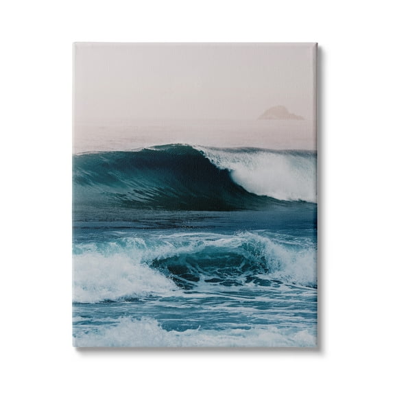 Stupell Indtries Crashing Surf Waves Ocean Beach Scene Distant Cliffs,24 x 30,Design by Ian Winstanley