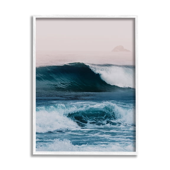 Stupell Indtries Crashing Surf Waves Ocean Beach Scene Distant Cliffs,24 x 30,Design by Ian Winstanley