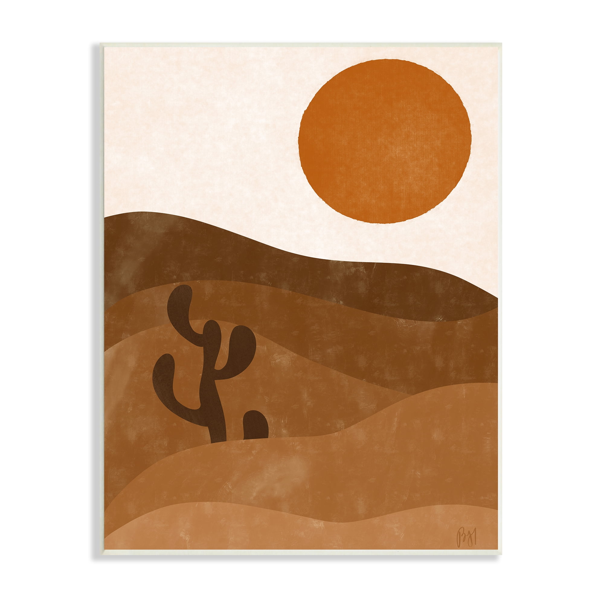 Stupell Indtries Desert Cact Rolling Hills Bold Orange Sun Landscape,10 x 15,Design by Birch&Ink