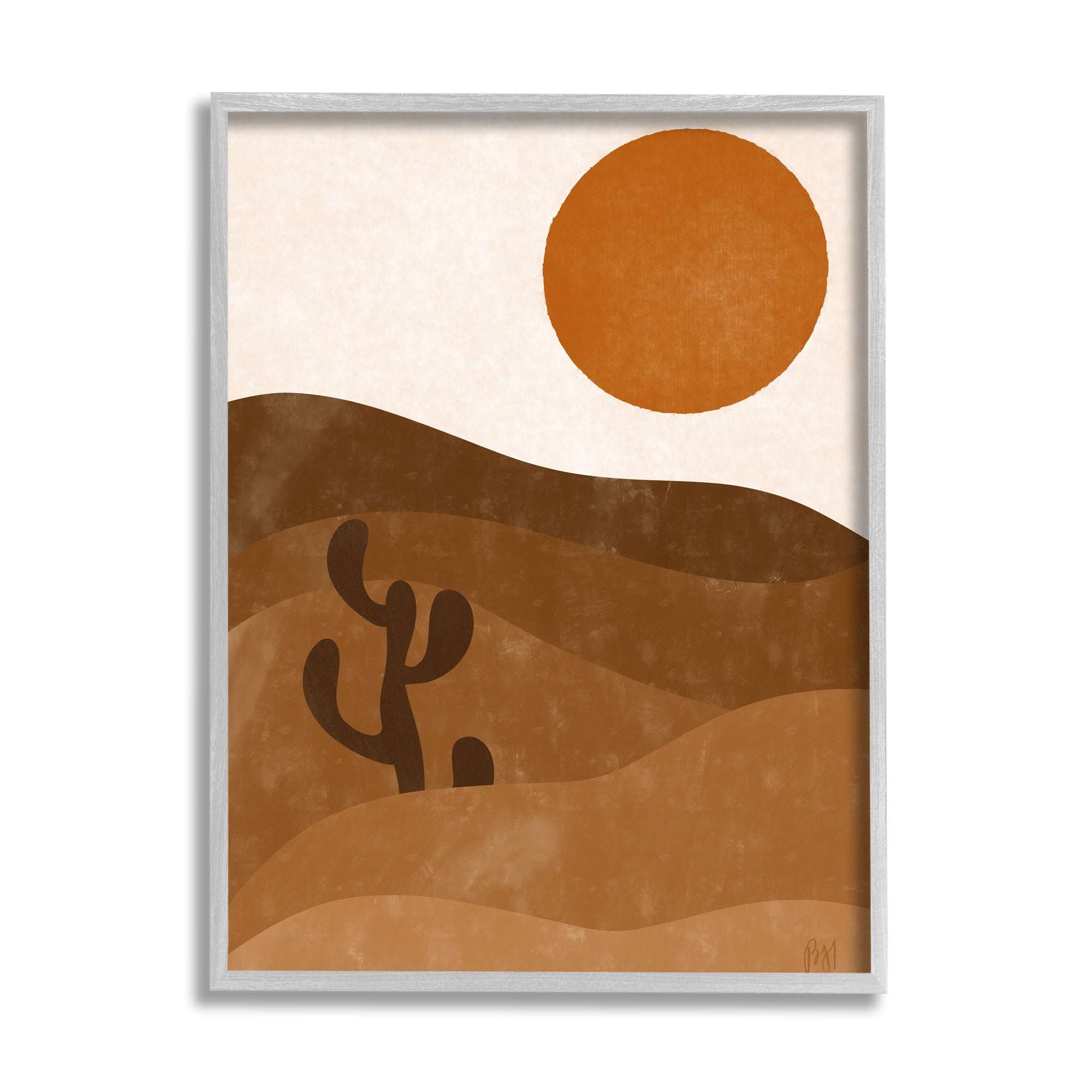 Stupell Indtries Desert Cact Rolling Hills Bold Orange Sun Landscape,11 x 14,Design by Birch&Ink