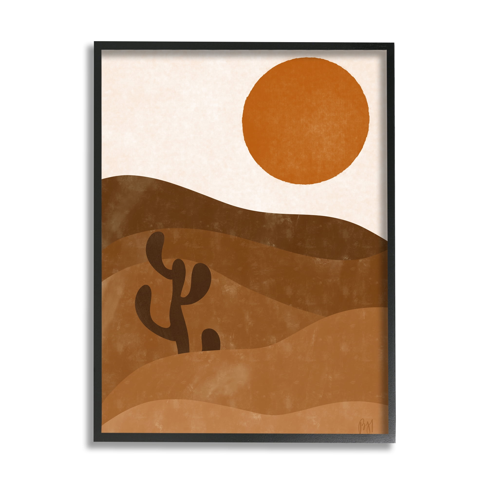 Stupell Indtries Desert Cact Rolling Hills Bold Orange Sun Landscape,11 x 14,Design by Birch&Ink