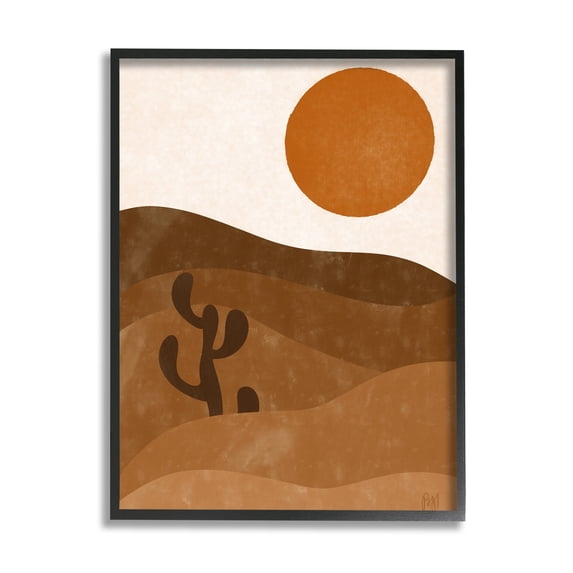 Stupell Indtries Desert Cact Rolling Hills Bold Orange Sun Landscape,24 x 30,Design by Birch&Ink