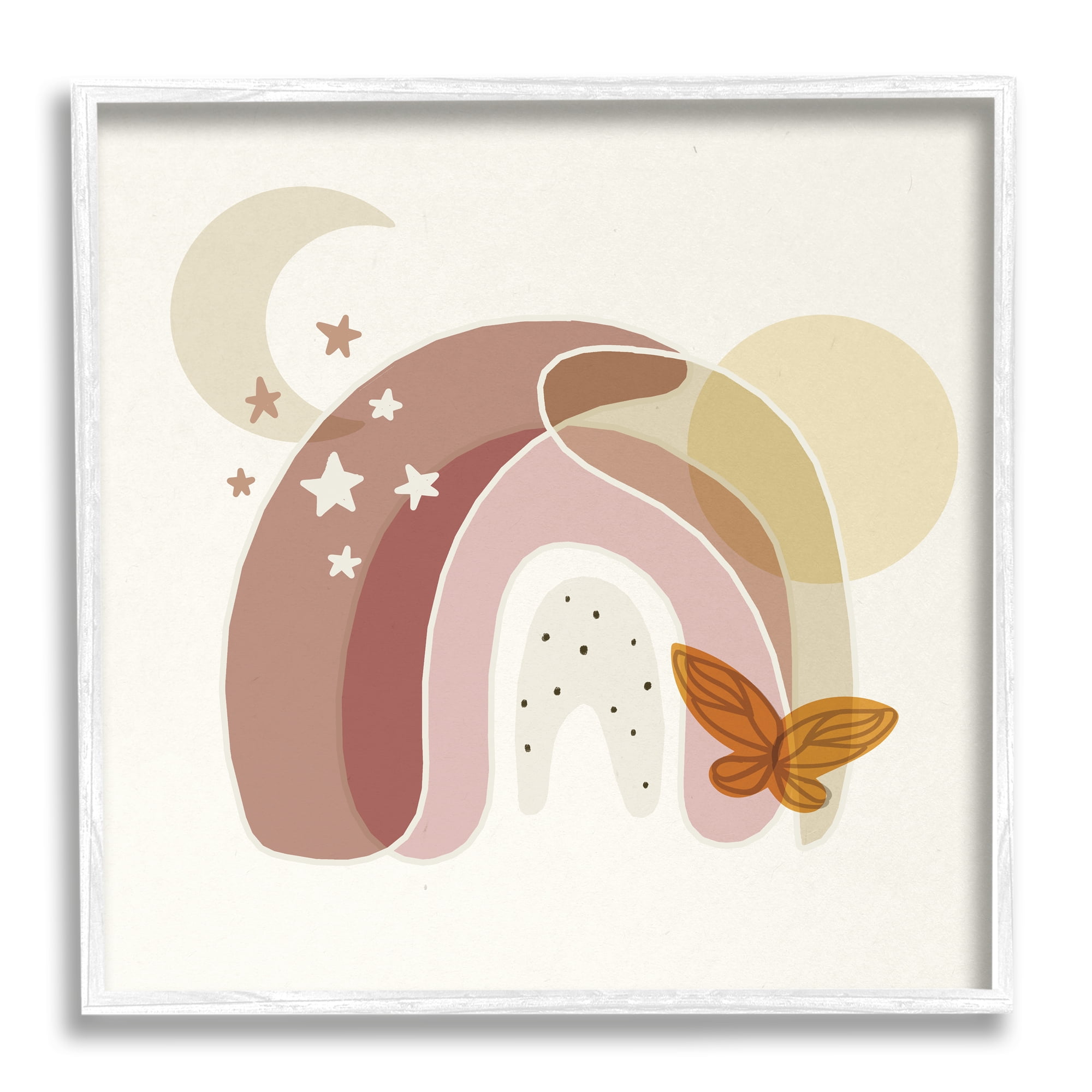 Stupell Indtries Dessert Moon Rainbow Starry Sky Butterfly Terracotta Tone,12 x 12,Design by Daphne Polselli