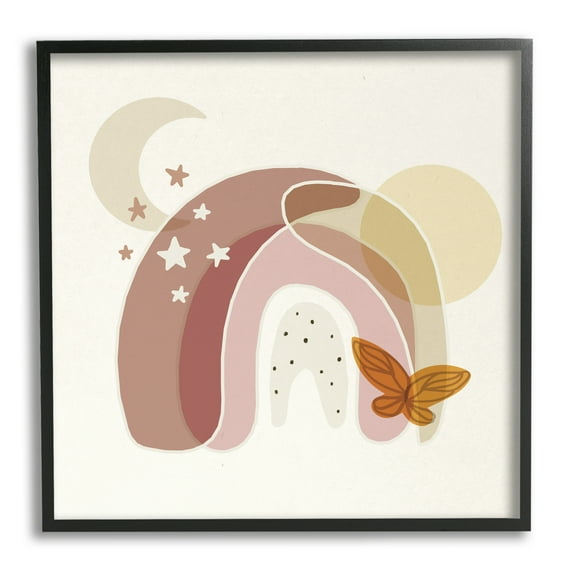 Stupell Indtries Dessert Moon Rainbow Starry Sky Butterfly Terracotta Tone,17 x 30,Design by Daphne Polselli