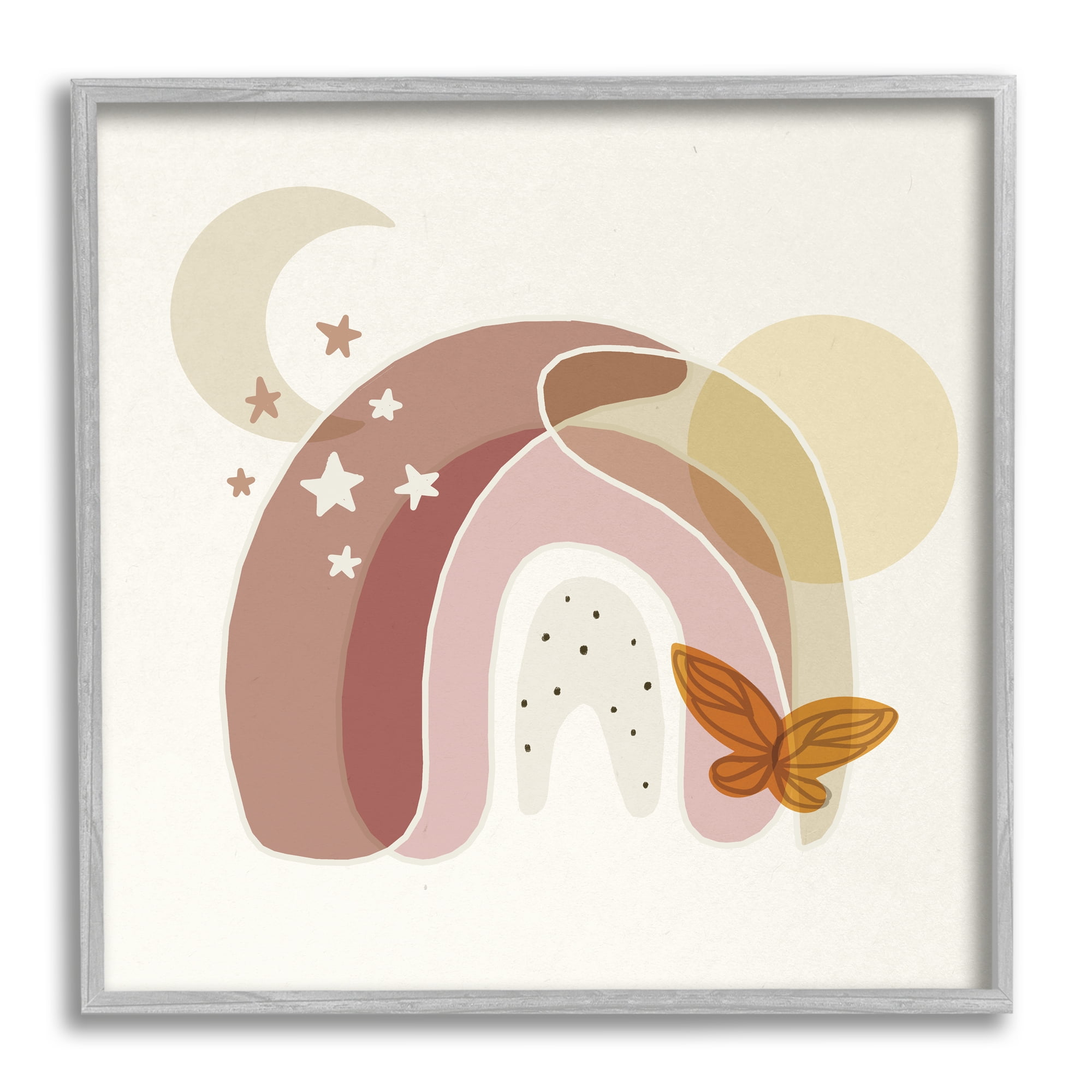 Stupell Indtries Dessert Moon Rainbow Starry Sky Butterfly Terracotta Tone,24 x 24,Design by Daphne Polselli