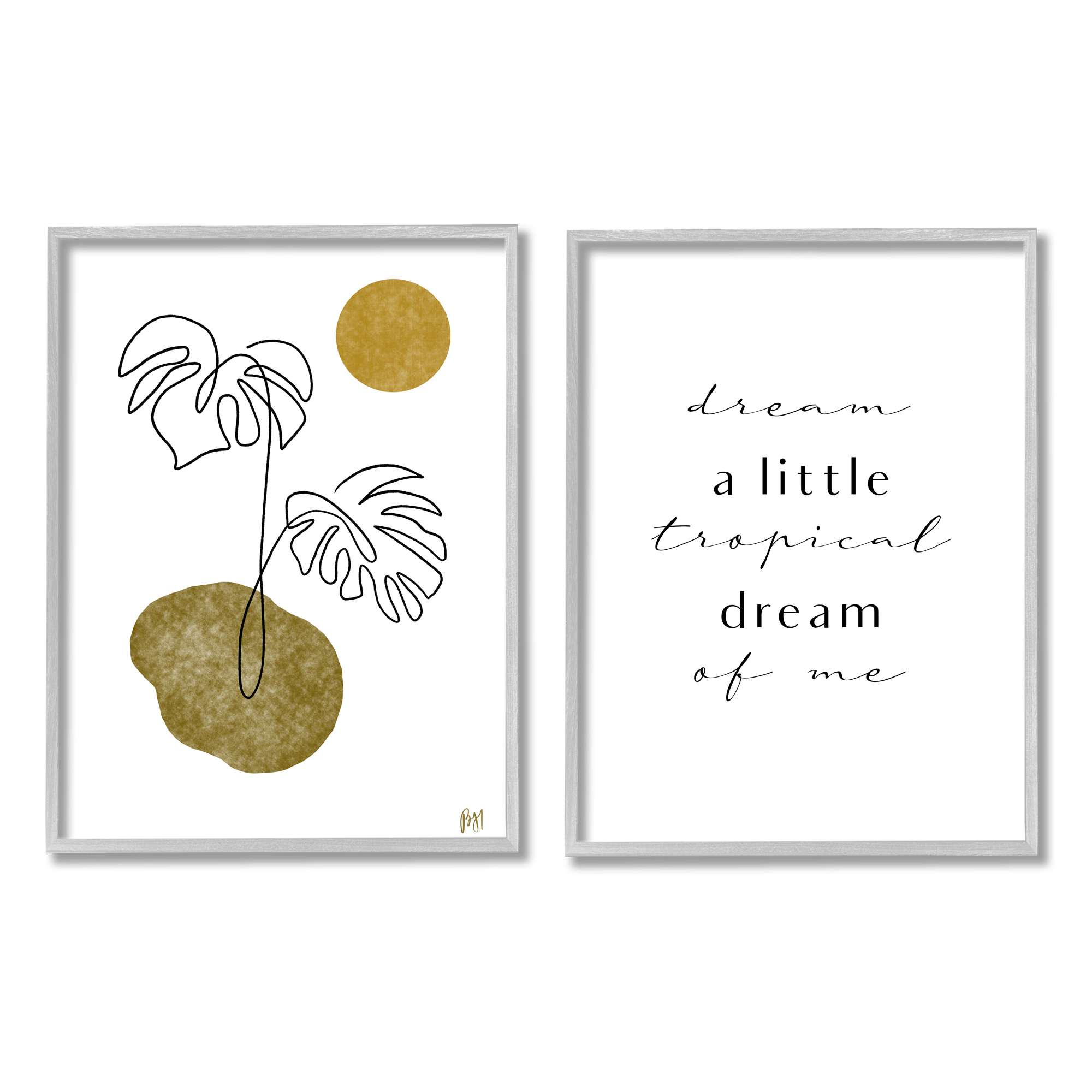 Stupell Indtries Dream Tropical Dream of Me Phrase Abstract Monstera,11 x 14,Design by Birch&Ink