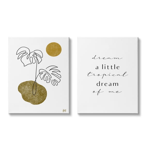 Stupell Indtries Dream Tropical Dream of Me Phrase Abstract Monstera,16 x 20,Design by Birch&Ink