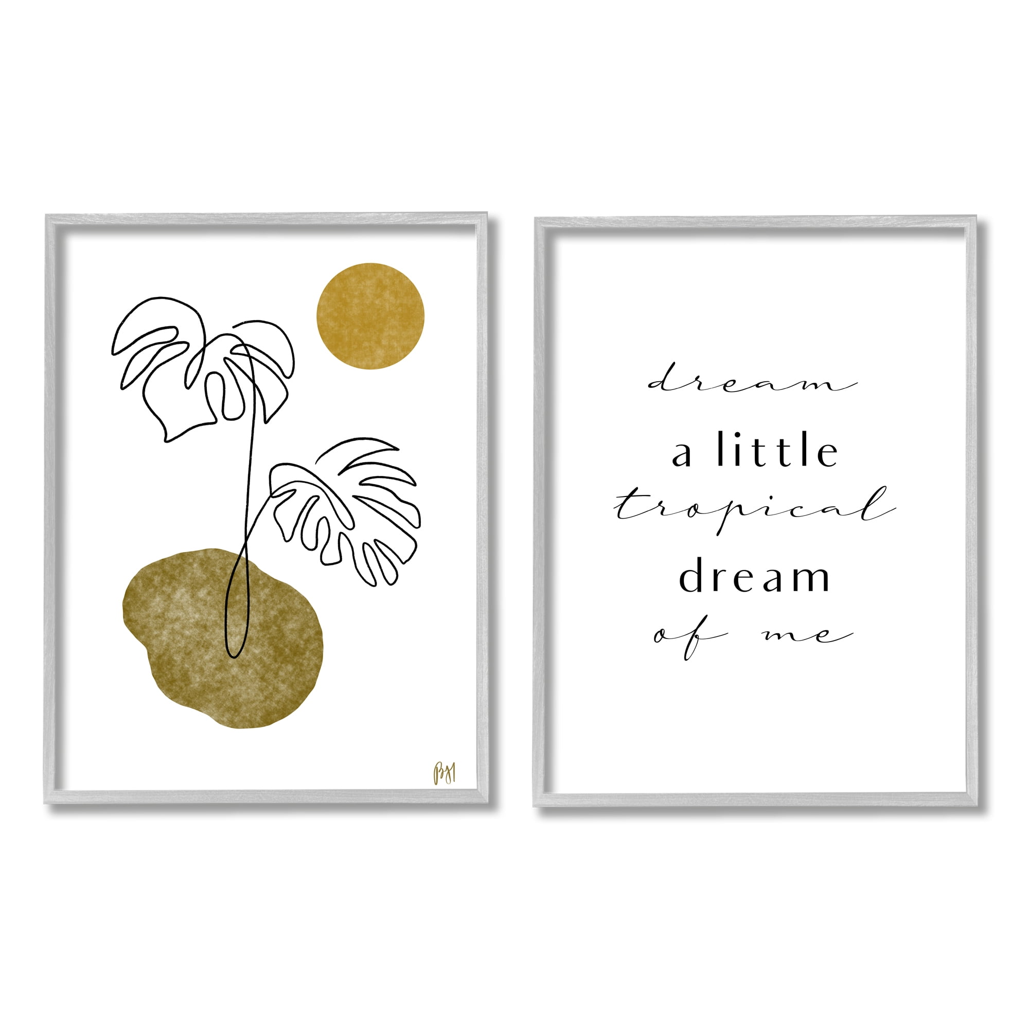 Stupell Indtries Dream Tropical Dream of Me Phrase Abstract Monstera,16 x 20,Design by Birch&Ink