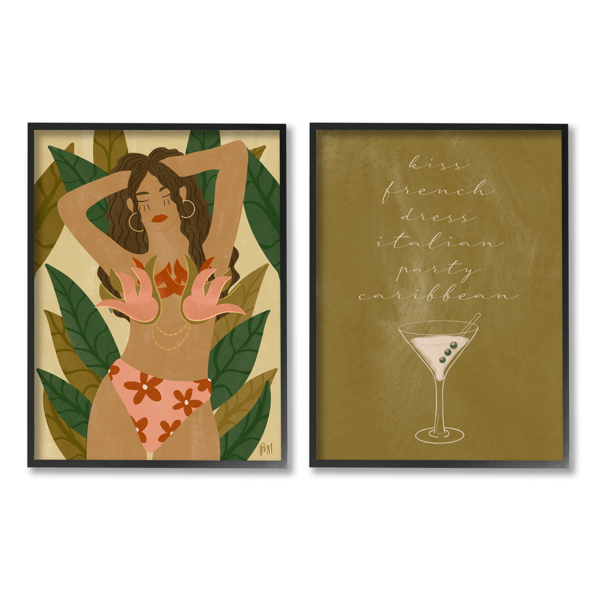 Stupell Indtries Dress Italian Party Caribbean Phrase Woman Tropical Bikini,24 x 30,Design by Birch&Ink