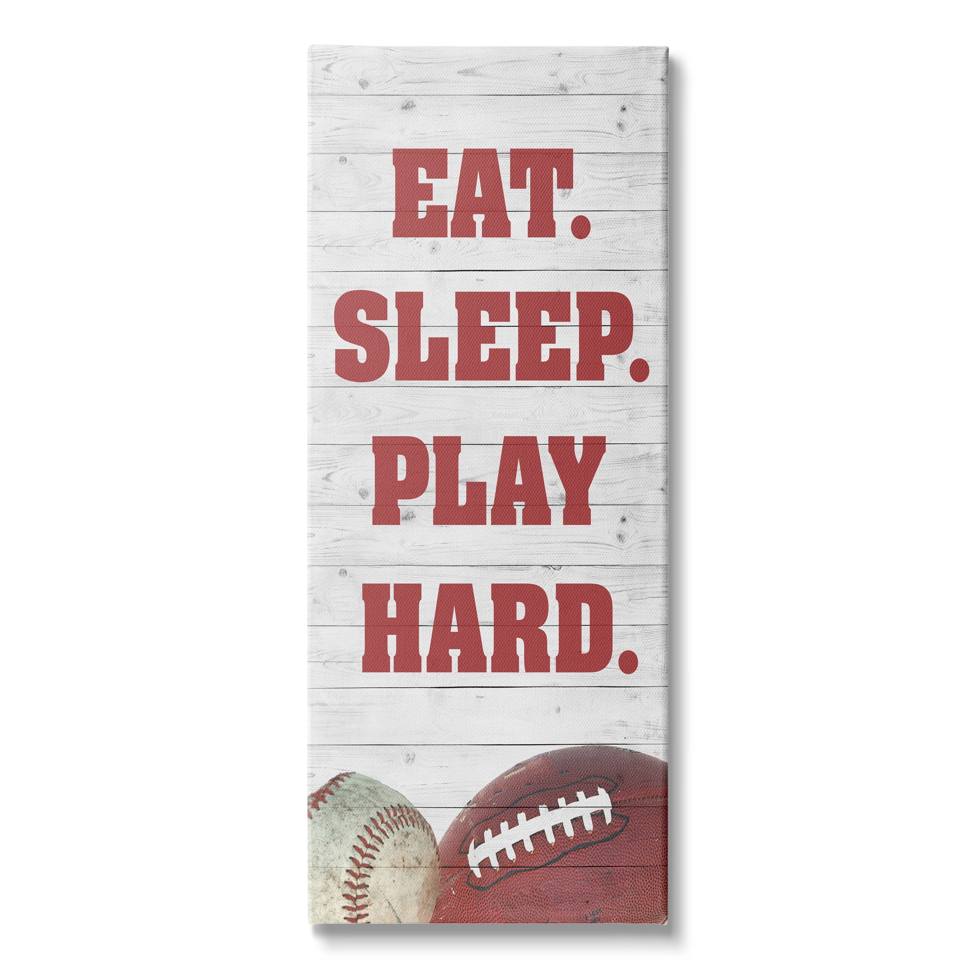 Stupell Indtries Eat Sleep Play Hard Sports List Baseball Football,20 x 48,Design by Andi Metz