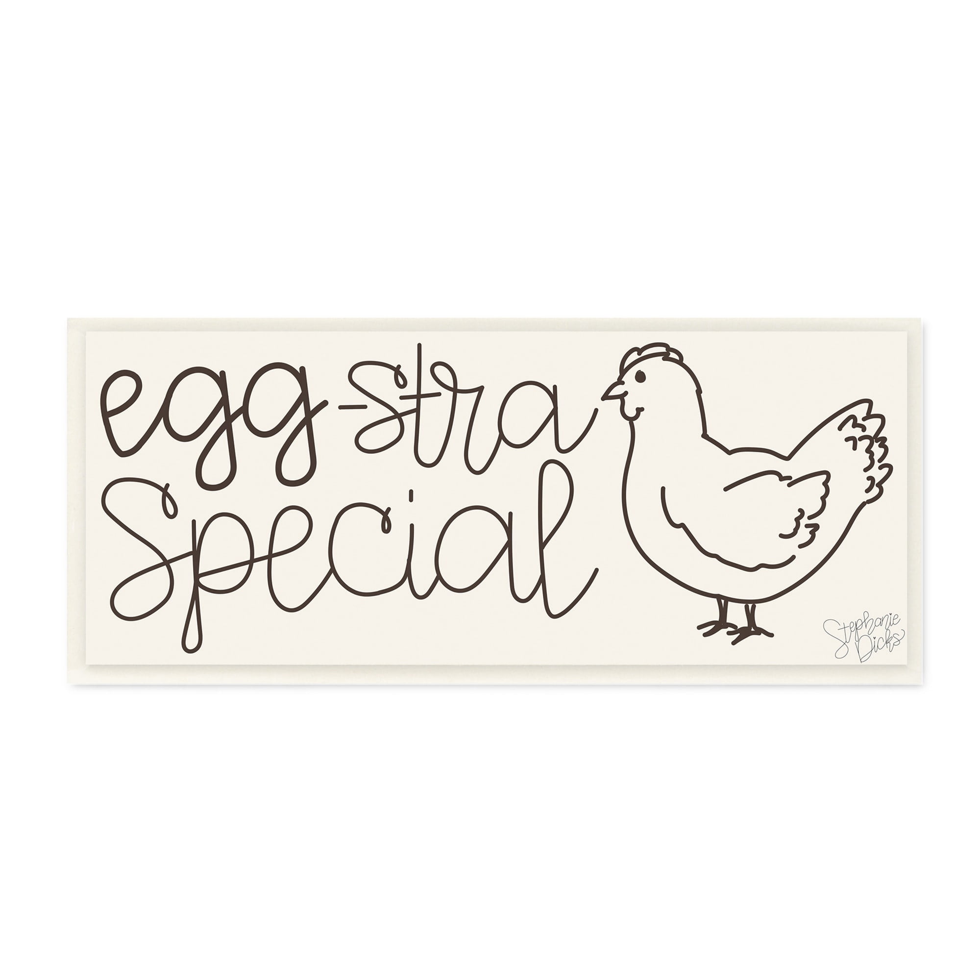 Stupell Indtries Egg-Stra Special Funny Farm Pun Minimal Line Chicken,17 x 7,Design by Stephanie Dicks