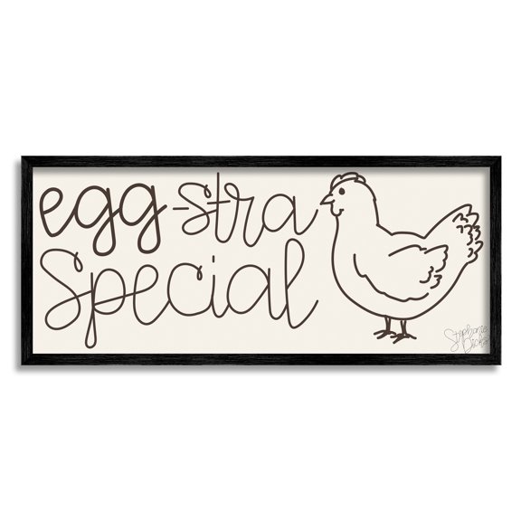 Stupell Indtries Egg-Stra Special Funny Farm Pun Minimal Line Chicken,24 x 10,Design by Stephanie Dicks