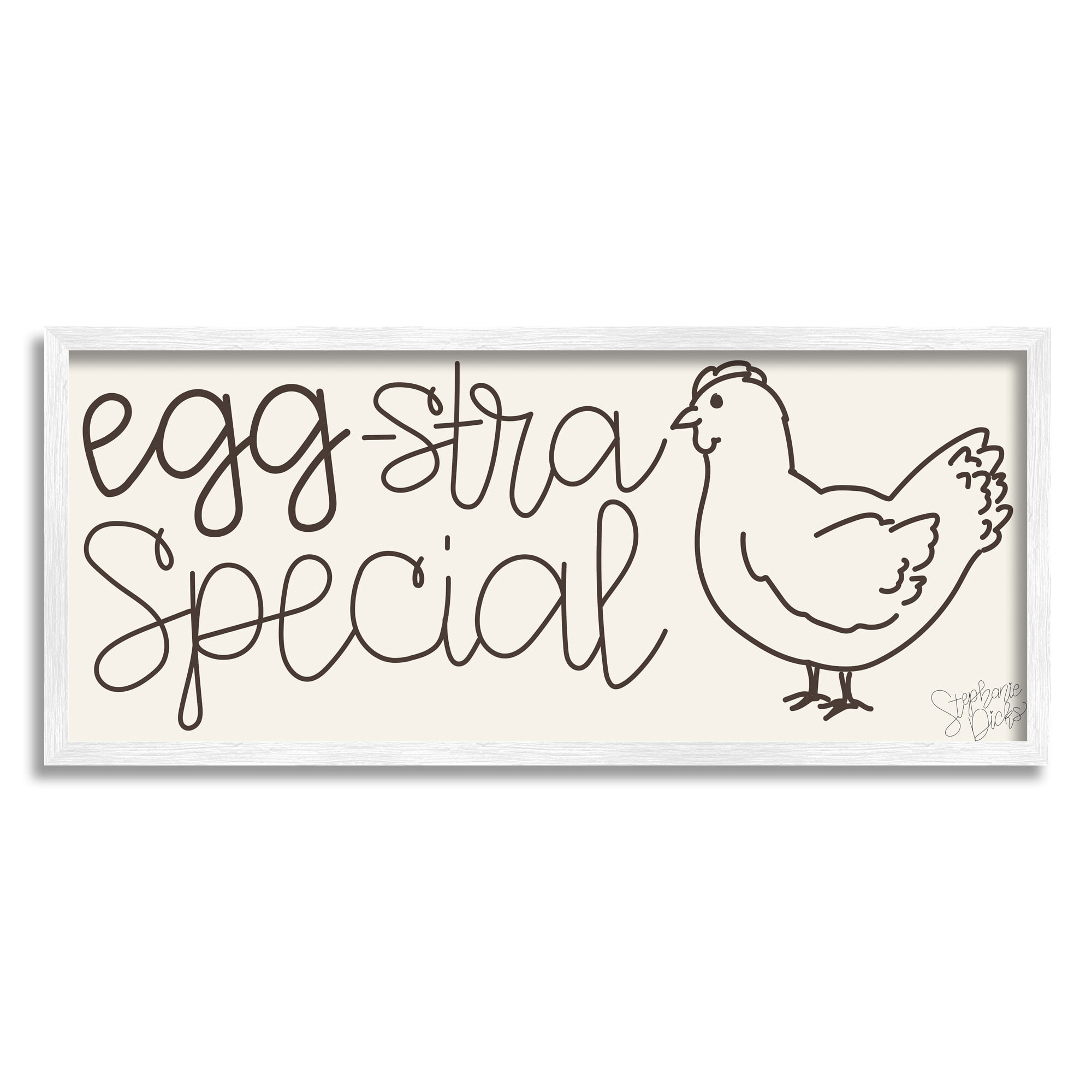 Stupell Indtries Egg-Stra Special Funny Farm Pun Minimal Line Chicken,24 x 10,Design by Stephanie Dicks