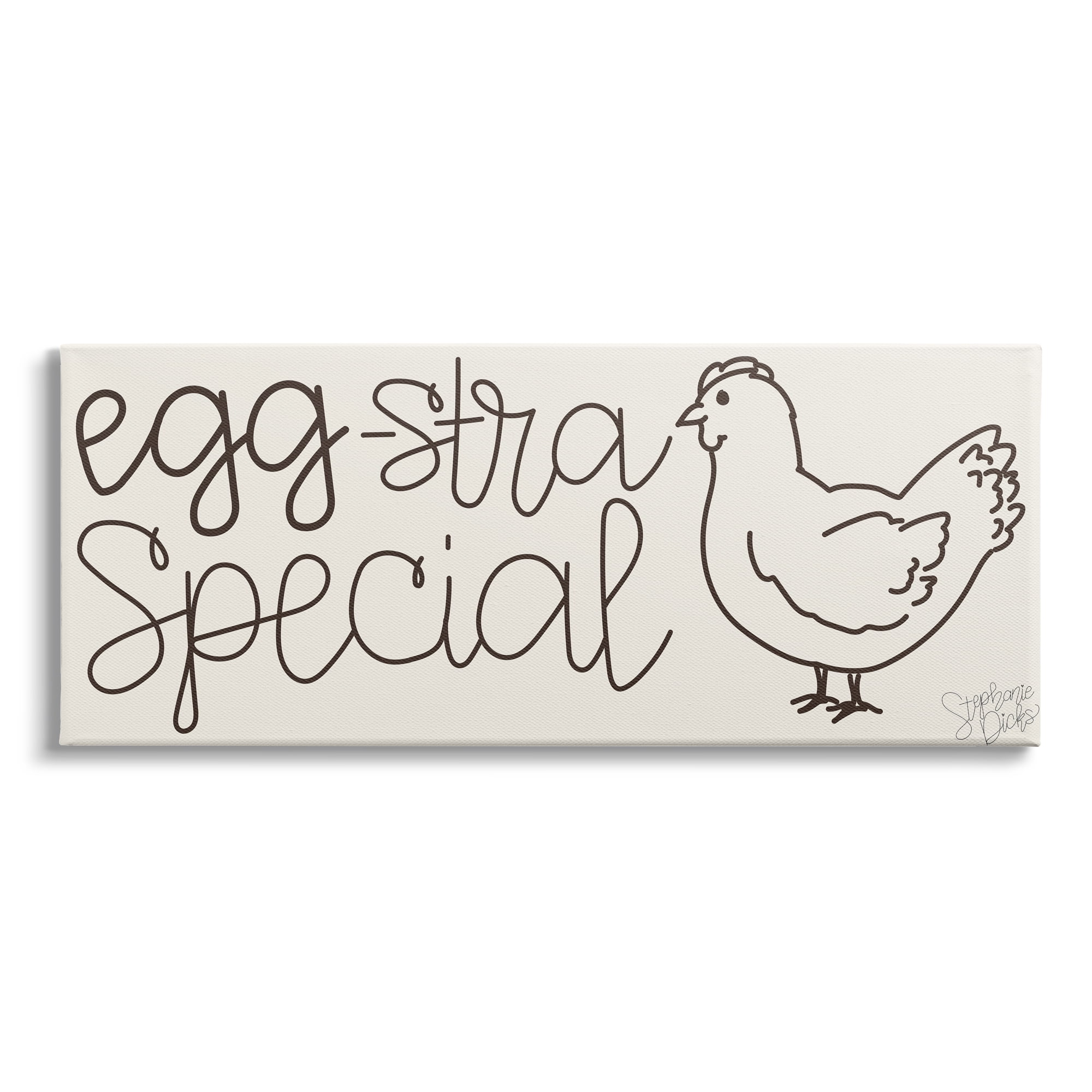 Stupell Indtries Egg-Stra Special Funny Farm Pun Minimal Line Chicken,24 x 10,Design by Stephanie Dicks
