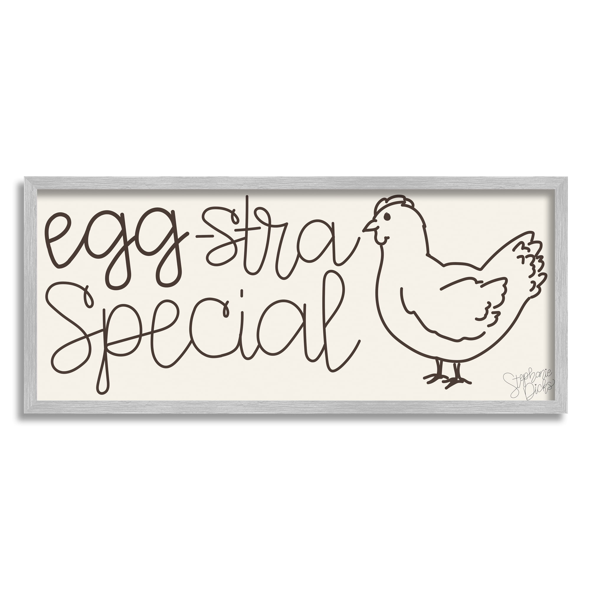 Stupell Indtries Egg-Stra Special Funny Farm Pun Minimal Line Chicken,30 x 13,Design by Stephanie Dicks