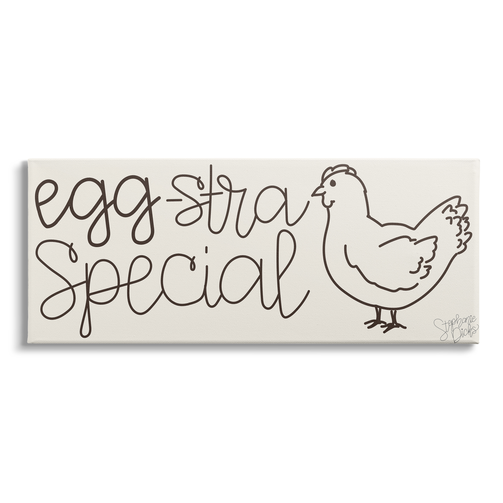 Stupell Indtries Egg-Stra Special Funny Farm Pun Minimal Line Chicken,48 x 20,Design by Stephanie Dicks