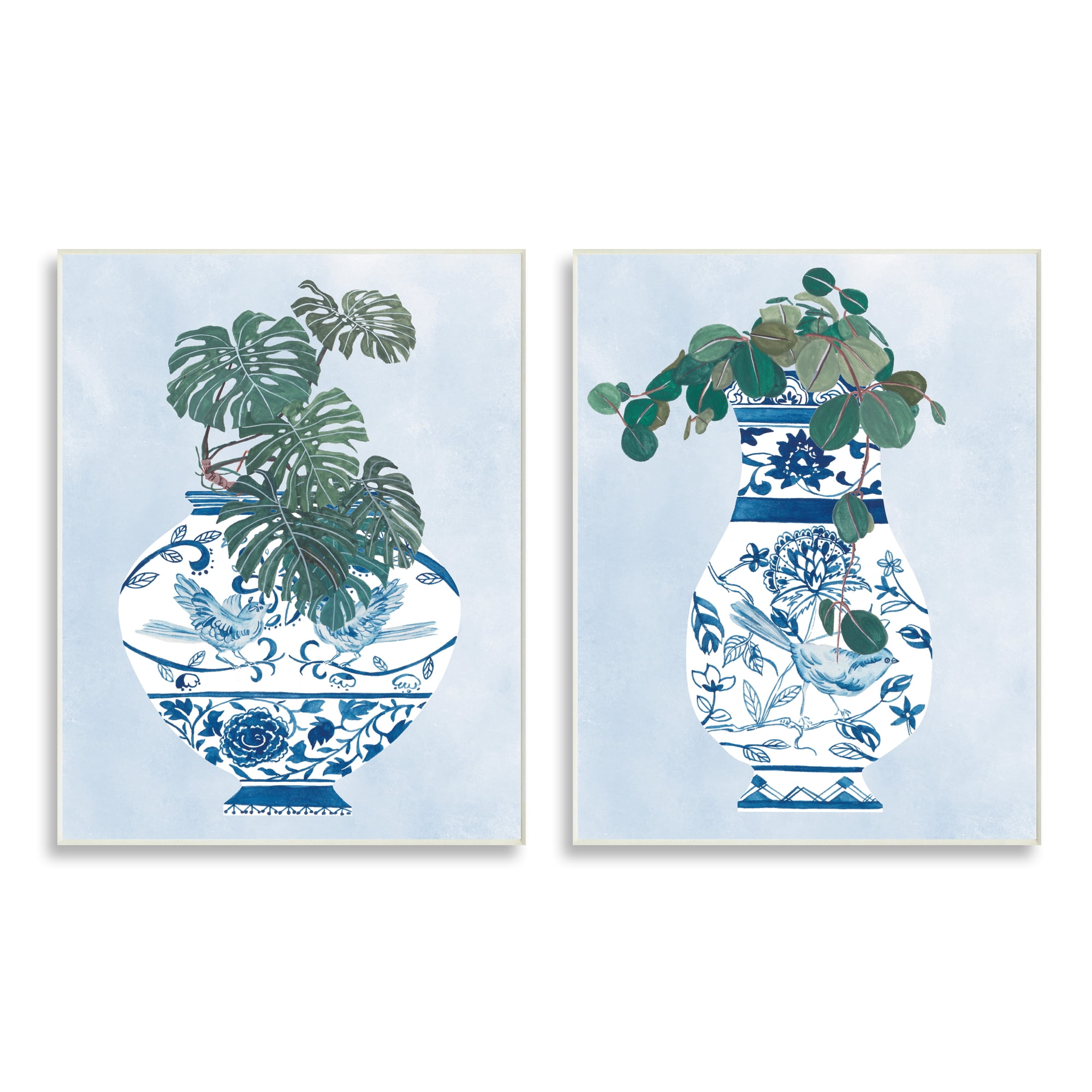 Stupell Indtries Elegant Indoor Plant Still Life Ornate Blue Vases,13 x 19,Design by Melissa Wang&nbsp;