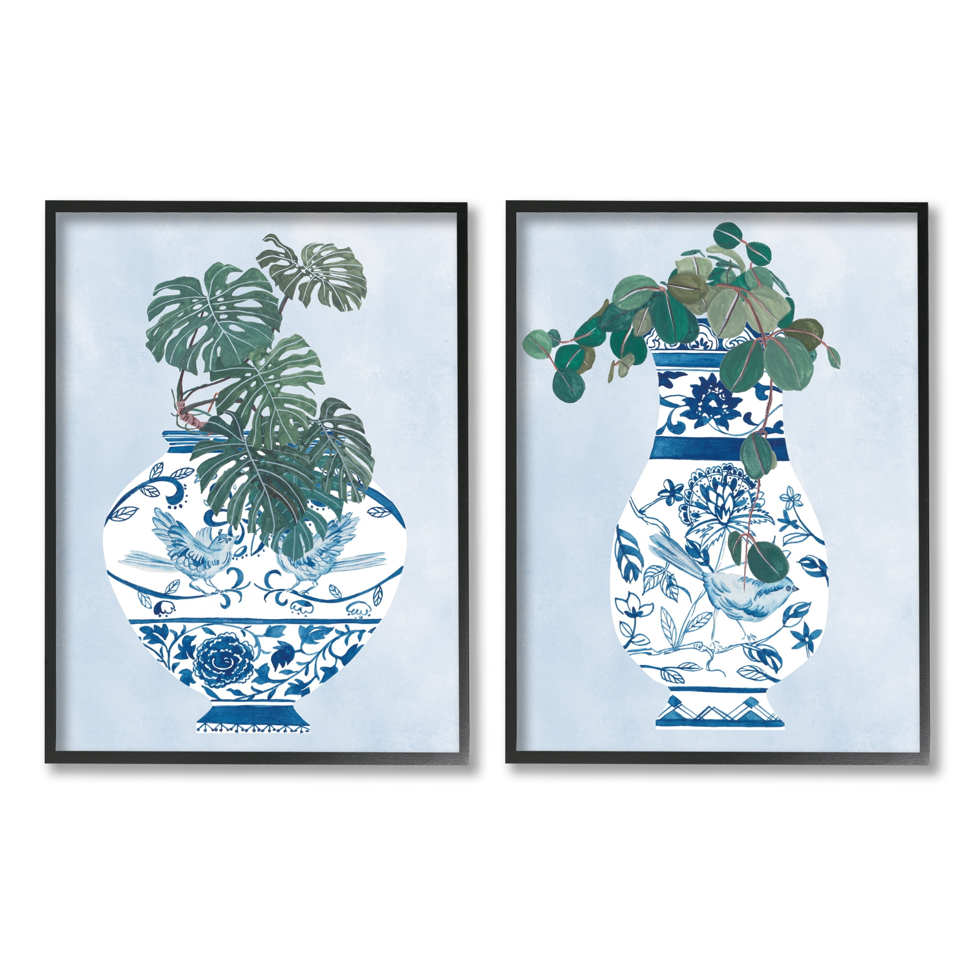 Stupell Indtries Elegant Indoor Plant Still Life Ornate Blue Vases,16 x 20,Design by Melissa Wang&nbsp;