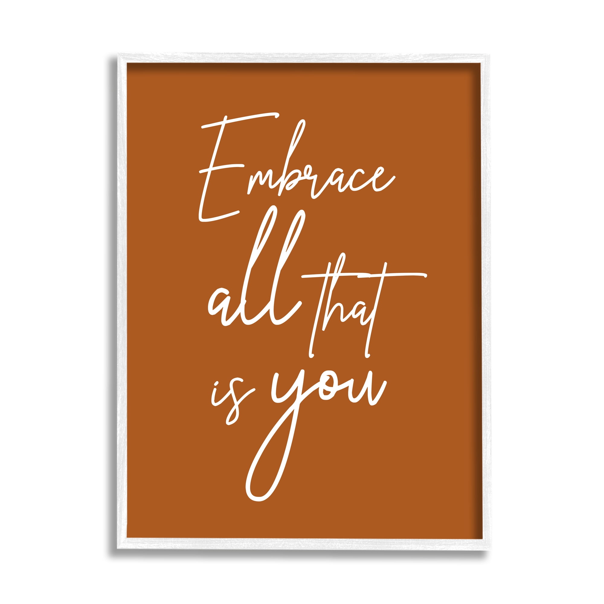 Stupell Indtries Embrace All That Is You Motivational Phrase Orange,11 x 14,Design by Birch&Ink