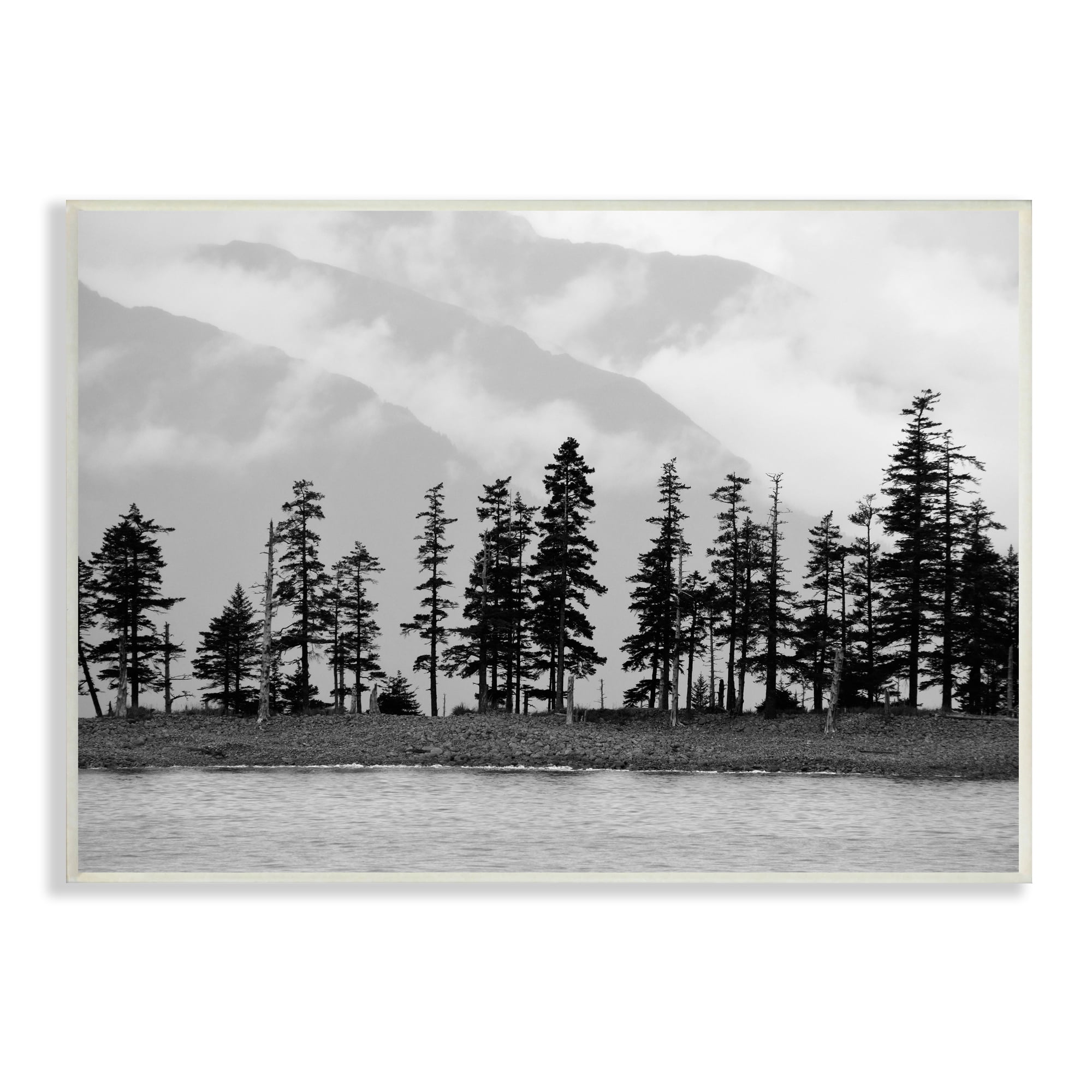 Stupell Indtries Empty Pine Tree Forest Coast Line Misty Mountains,15 x 10,Design by Savanah Plank
