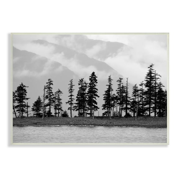 Stupell Indtries Empty Pine Tree Forest Coast Line Misty Mountains,15 x 10,Design by Savanah Plank