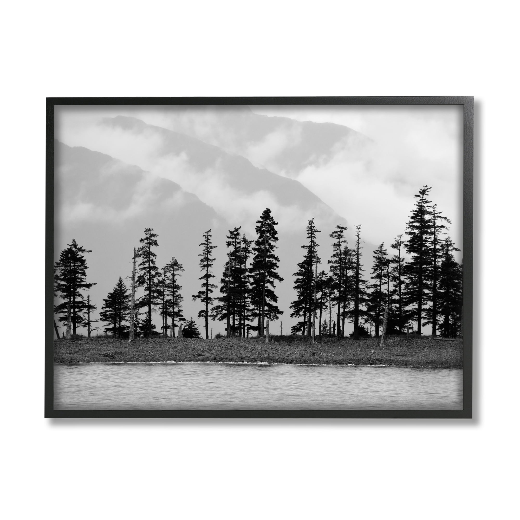 Stupell Indtries Empty Pine Tree Forest Coast Line Misty Mountains,20 x 16,Design by Savanah Plank
