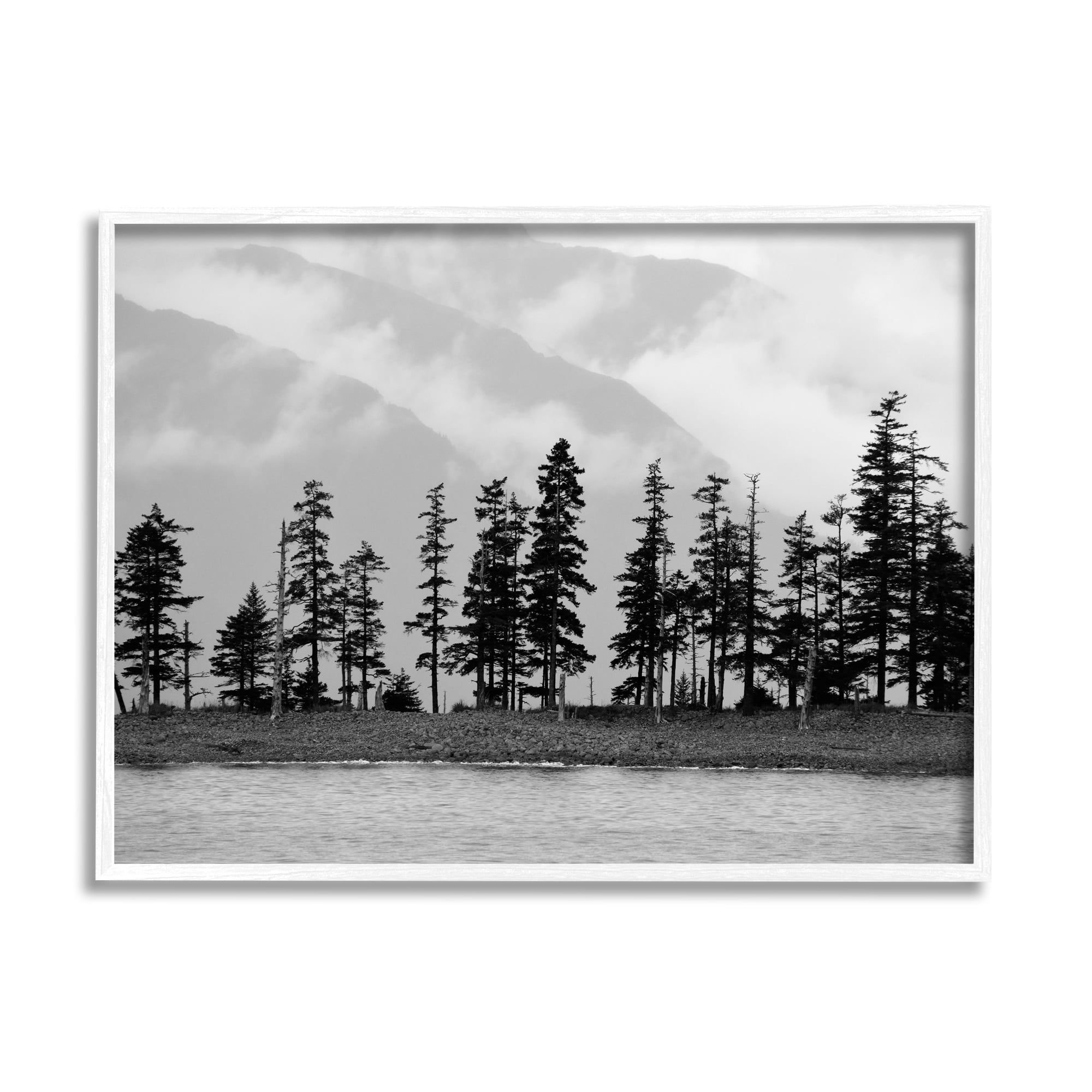 Stupell Indtries Empty Pine Tree Forest Coast Line Misty Mountains,20 x 16,Design by Savanah Plank