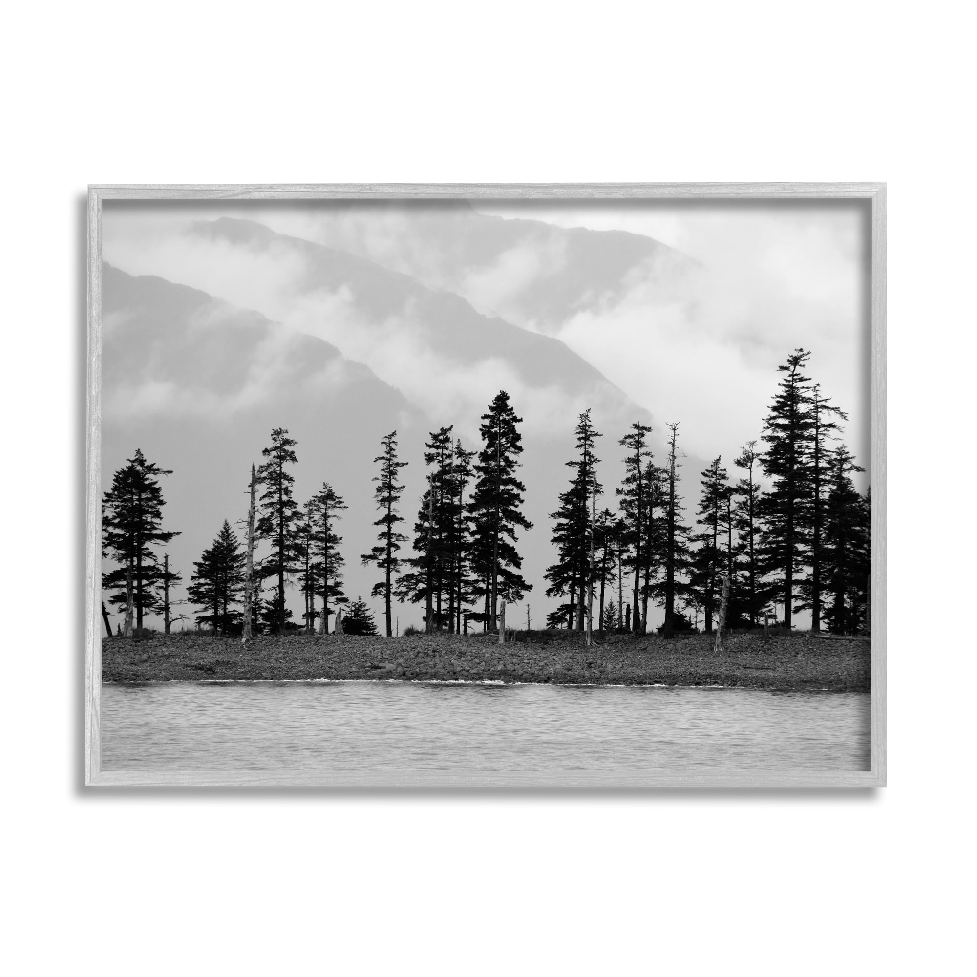 Stupell Indtries Empty Pine Tree Forest Coast Line Misty Mountains,30 x 24,Design by Savanah Plank