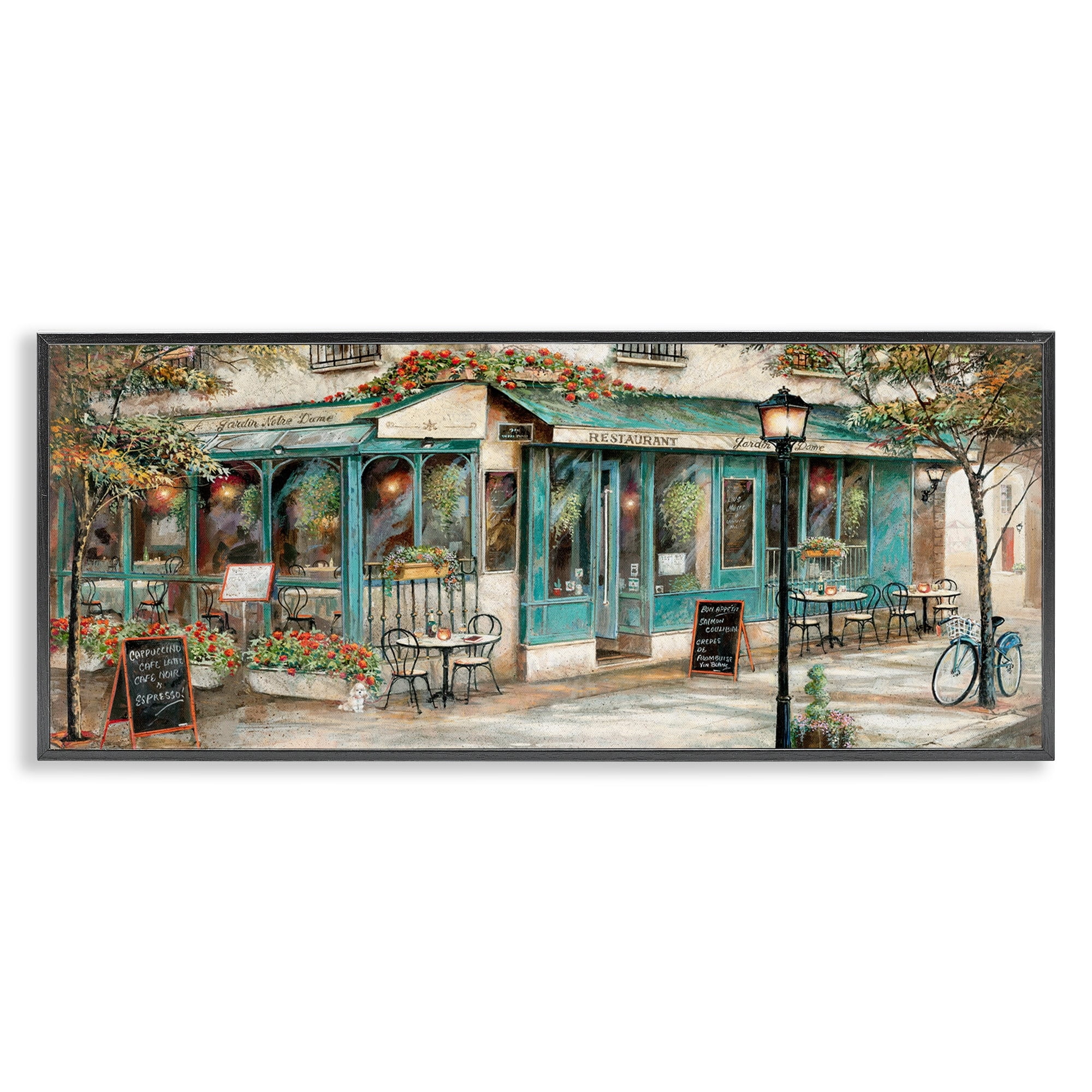 Stupell Indtries European City Streets Traditional Restaurant Architecture Sidewalk Scene,30 x 13,Design by Ruane Manning