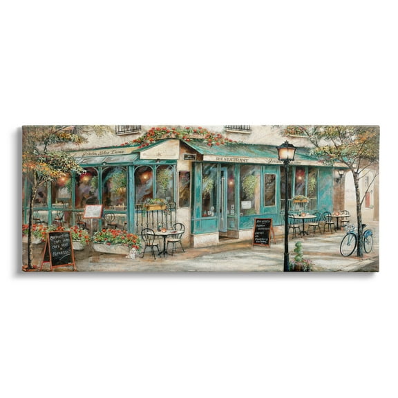 Stupell Indtries European City Streets Traditional Restaurant Architecture Sidewalk Scene,48 x 20,Design by Ruane Manning
