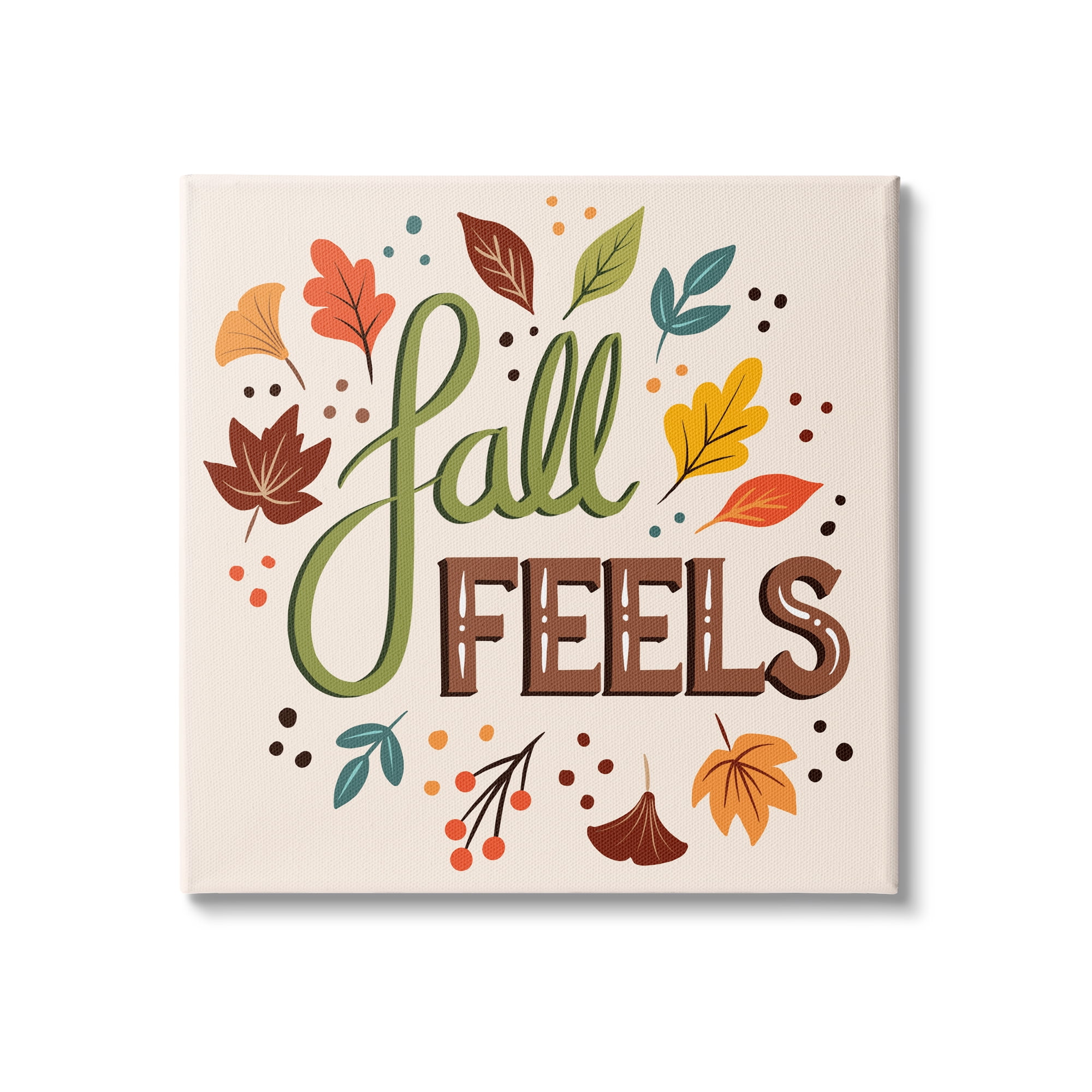 Stupell Indtries Fall Feels Phrase Festive Harvest Foliage Autumn Leaves,30 x 30,Design by Jo Taylor