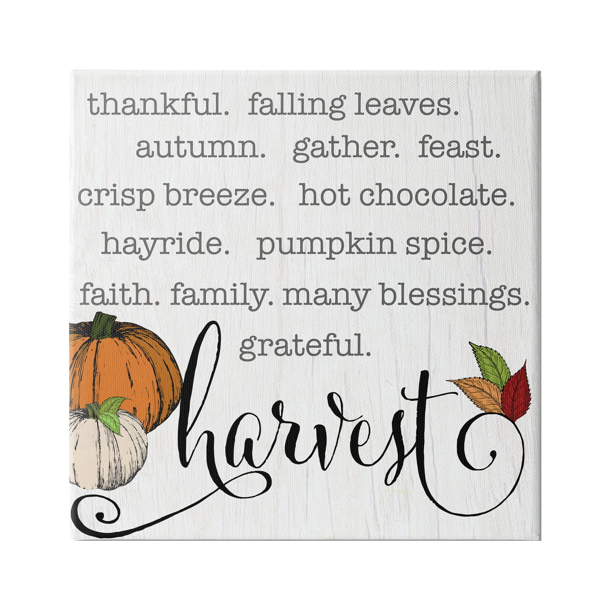 Stupell Indtries Fall Harvest Phrase List Farm Pumpkins Autumn Leaves,17 x 17,Design by CAD Designs
