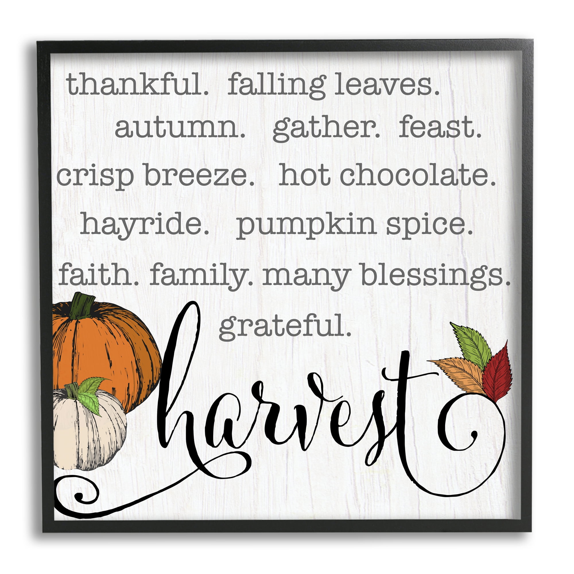 Stupell Indtries Fall Harvest Phrase List Farm Pumpkins Autumn Leaves,17 x 30,Design by CAD Designs