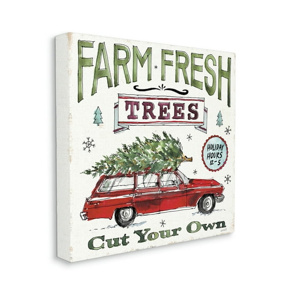 Stupell Indtries Farm Fresh Trees Vintage Christmas Advertisement Station Wagon, 30 x 30, Design by Anne Tavoletti