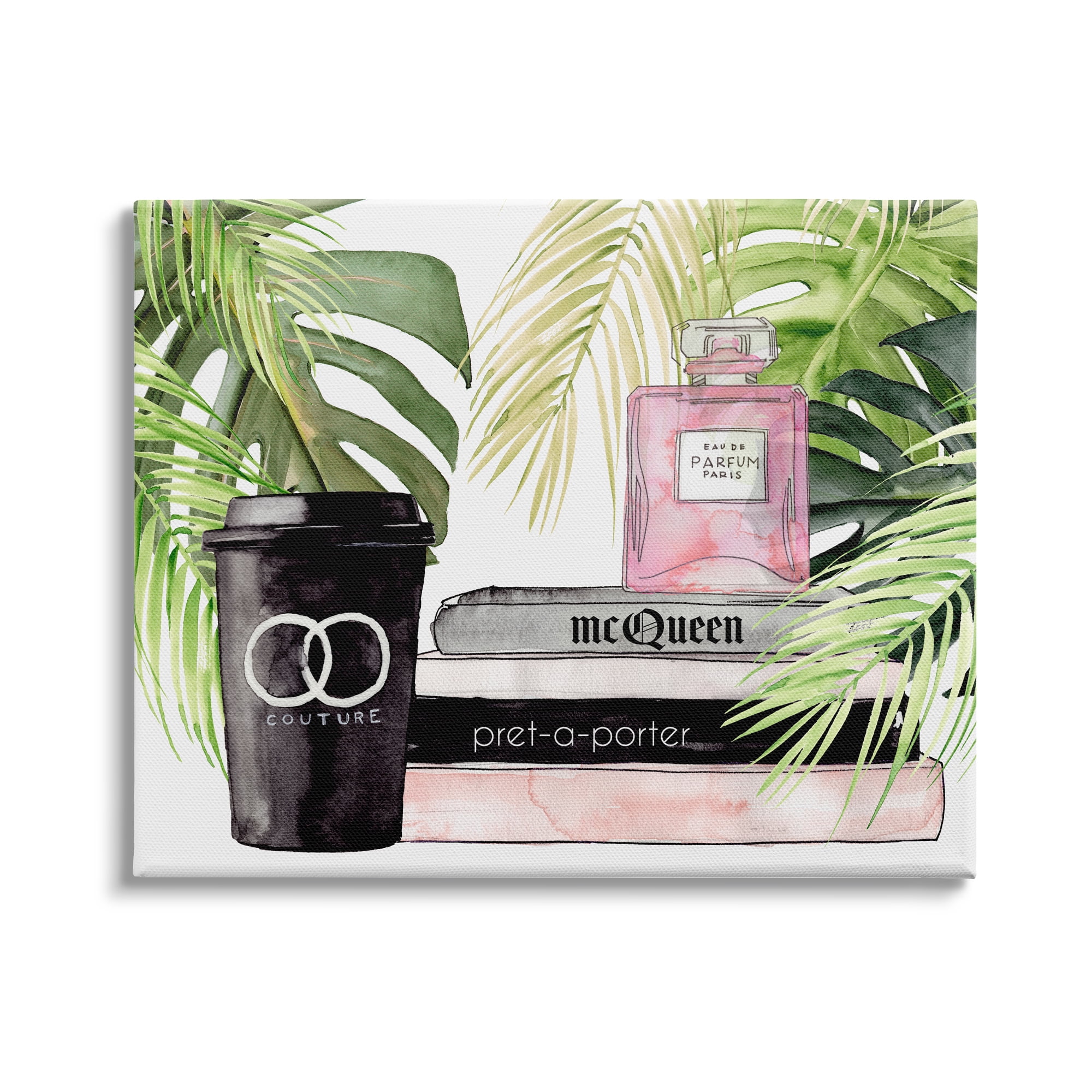 Stupell Indtries Fashion Forward Coffee Cup Perfume Bottle Glam Magazines,48 x 36,Design by Jennifer Paxton Parker