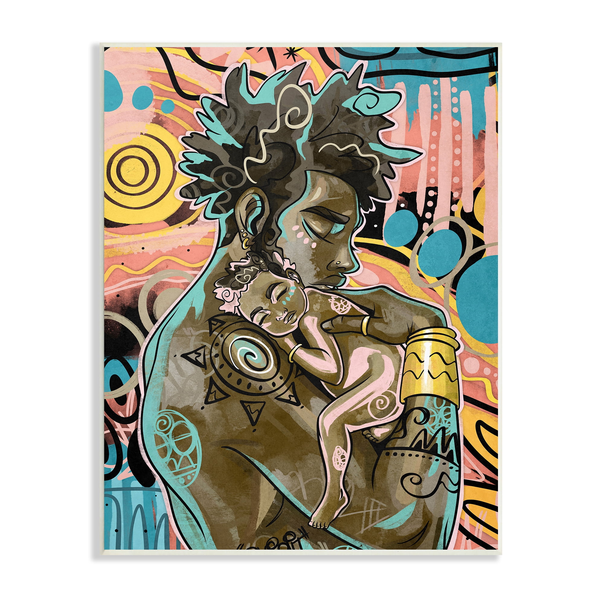 Stupell Indtries Father Holding Newborn Baby Bold Abstract Pattern,10 x 15,Design by Jtin Copeland