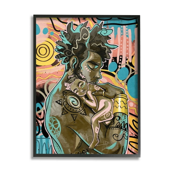 Stupell Indtries Father Holding Newborn Baby Bold Abstract Pattern,16 x 20,Design by Jtin Copeland